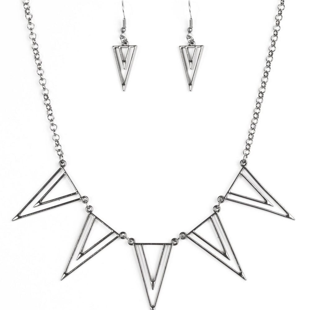 Paparazzi Bite The Big One - Black Necklace & Earrings Set